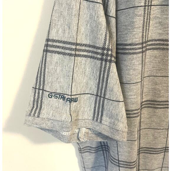 NWOT G-STAR RAW Polo Grey Checkered Embroidered Logo Men's sz. XL Slim Fit - Picture 4 of 8